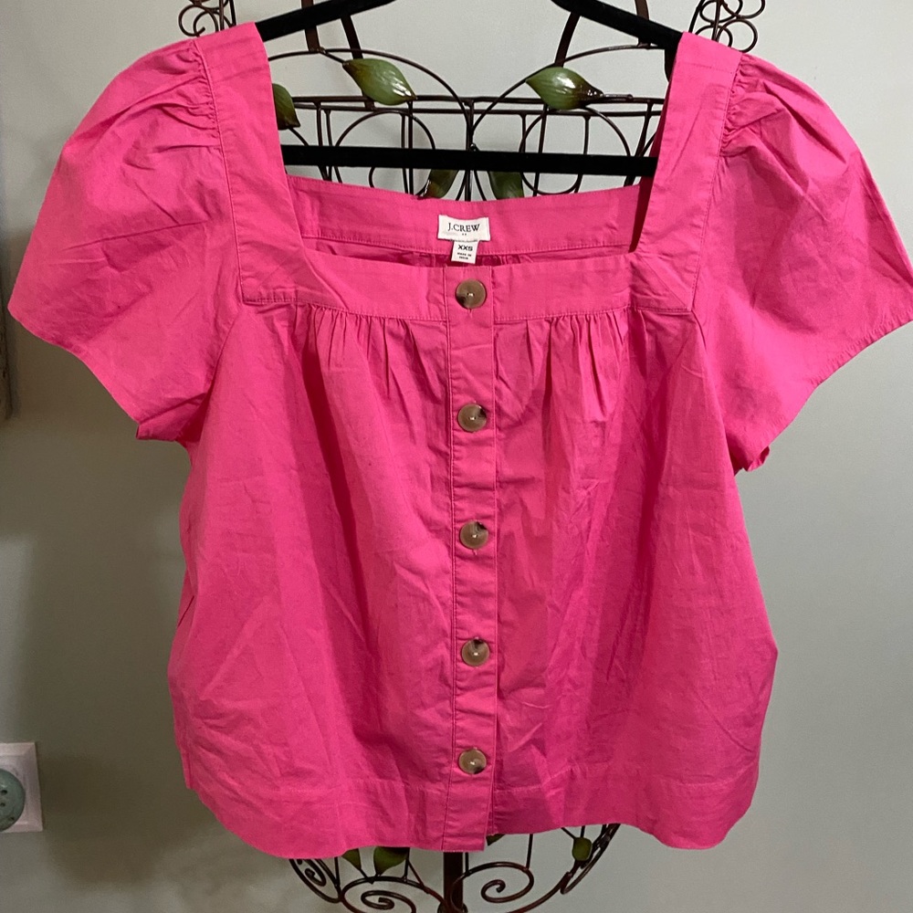 JCrew Square Neckline Button Front Cropped Top